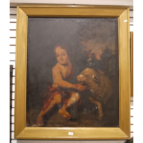 494 - 18th century school
 Oil on canvas 
 Boy with lamb, 87cm x 73cm