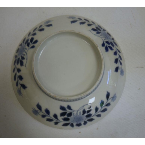 8 - Various modern Oriental blue and white plates and bowls, floral decorated, mountain decorated, fan d... 