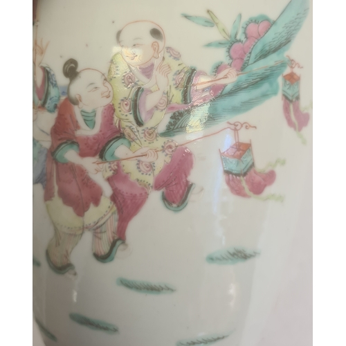 114a - LOT WITHDRAWN
19th century Chinese jar and cover, the body decorated with a scene of a pageant, with... 