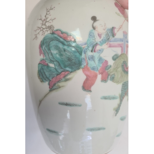 114a - LOT WITHDRAWN
19th century Chinese jar and cover, the body decorated with a scene of a pageant, with... 