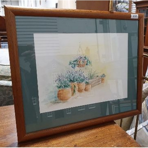 520 - Gail Mylne
Watercolour of plant pots in a garden, signed and dated '97 lower left, together with var... 