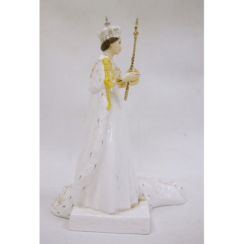 11 - Modern Coalport model of Queen Elizabeth II, 23cm high