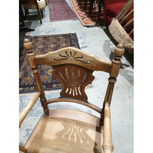 1162 - Edwardian child's metamorphic high chair with tray decorated with black silhouette nursery scene, co... 