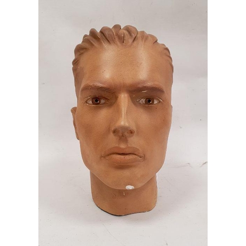 124 - Plaster mannequin head of a young man, 28cm high