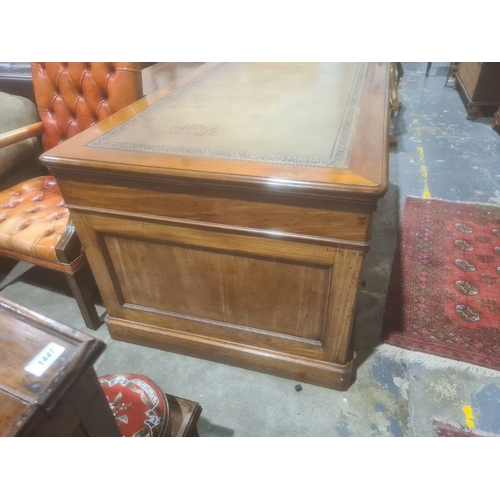 1270 - 19th century mahogany partner's desk, the rectangular top with rounded corners, moulded edge and ins... 