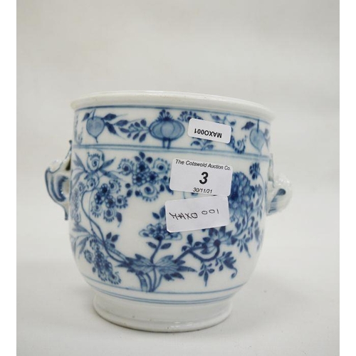 3 - Meissen ice pail, the white ground with blue floral decoration, the handles formed as conch shells, ... 