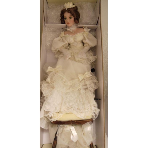 327 - A Franklin Heirloom Maryse Nicole design collectors doll, boxed, two Jan McLean design collectors do... 