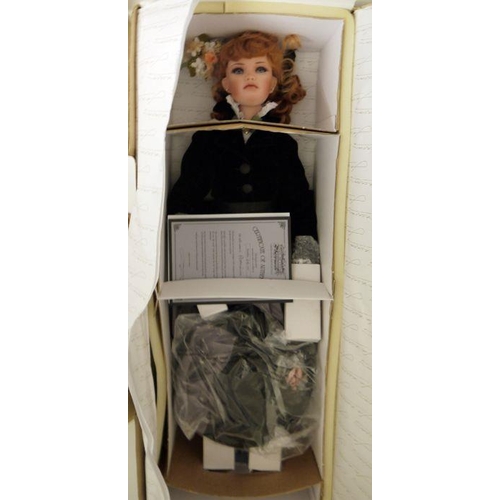 327 - A Franklin Heirloom Maryse Nicole design collectors doll, boxed, two Jan McLean design collectors do... 