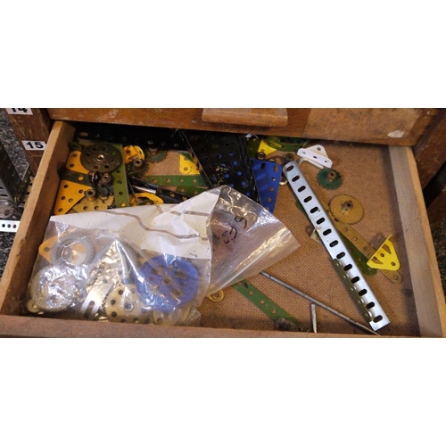 420 - Large quantity of Meccano, loose in two wooden collectors cabinets