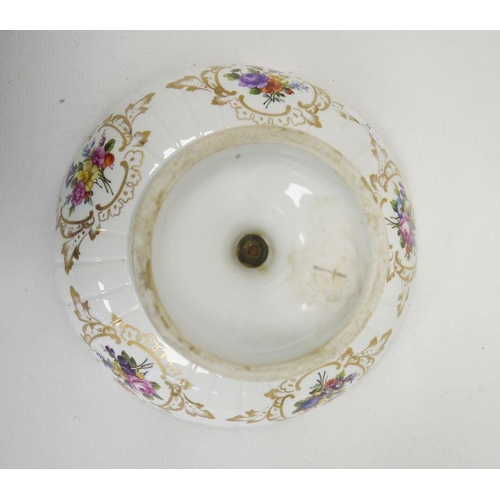 5 - Continental Meissen-style pedestal bowl with floral decoration, a Minton decorative plate and a hand... 