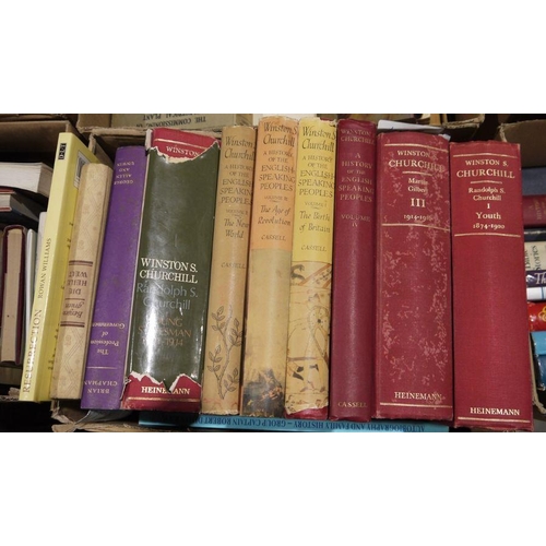 1000 - Assorted volumes to include Winston Churchill, militaria, travel, poetry (6 boxes)