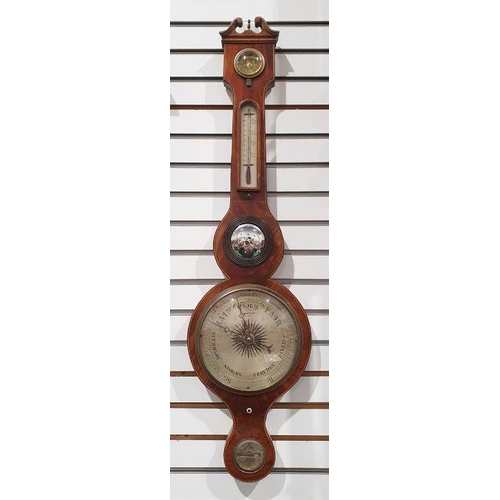 1060 - 19th century mahogany banjo barometer, marked indistinctly by the maker and marked 'Eyre St Hill'