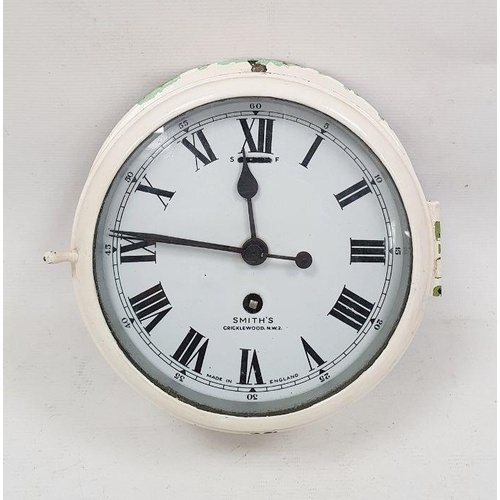 1070 - Smiths wall clock in circular dial with Roman numerals, in cream painted metal casing