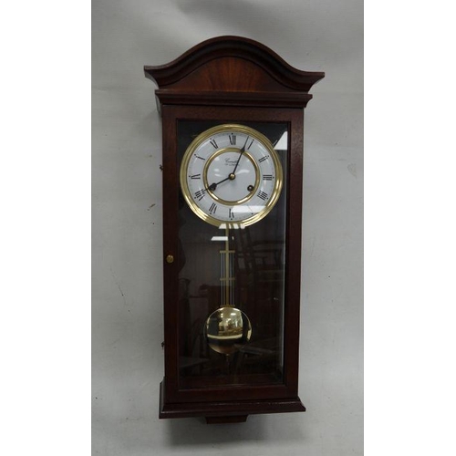 1075 - Comitti of London modern mahogany-cased wall clock