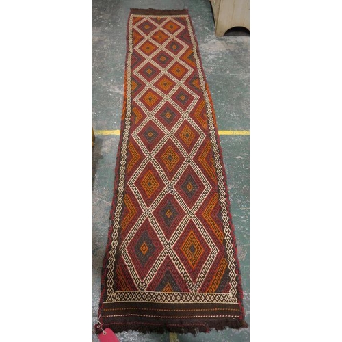 1082 - Old Suzni kilim runner, 310cm x 67cm