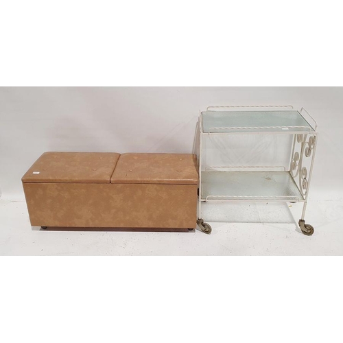 1101 - White painted wrought iron two-tier tea trolley