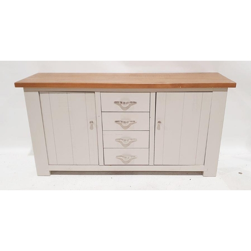 1118 - 20th century sideboard, the oak top on painted base with four drawers, two cupboard doors, 162cm x 8... 