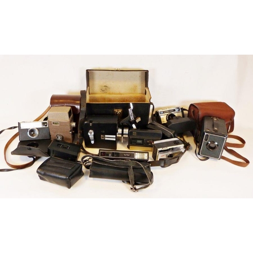 112 - Collection of nine vintage cameras and cine cameras including Bell & Howell 6248mm cine camera (with... 