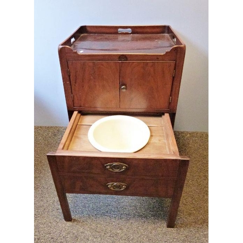 1122A - 19th century mahogany commode, the galleried top above two cupboard doors, drawer under