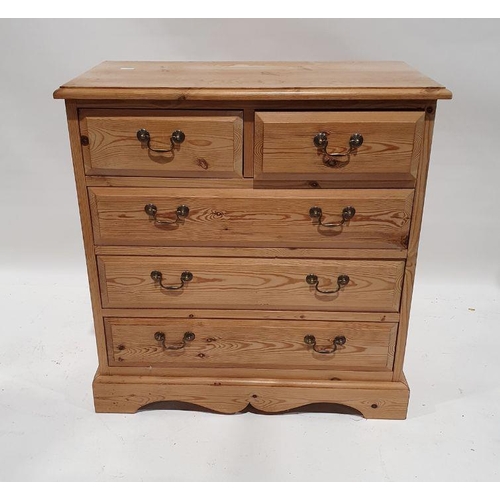 1164 - 20th century pine chest of two short over three long drawers, on bracket feet