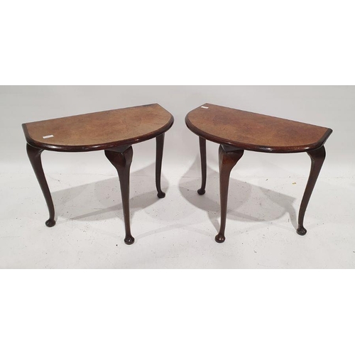 1167 - Two burr walnut D-shaped side tables on cabriole legs (2)