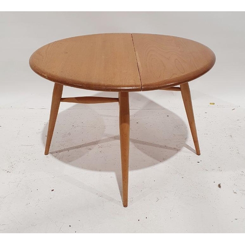 1170 - Modern Ercol coffee table with drop leaf, on beech turned supports