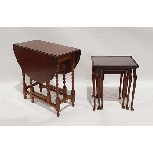 1188 - 20th century nest of three tables with glazed tops, on cabriole legs, 50cm x 37.5cm x 56cm and an oa... 