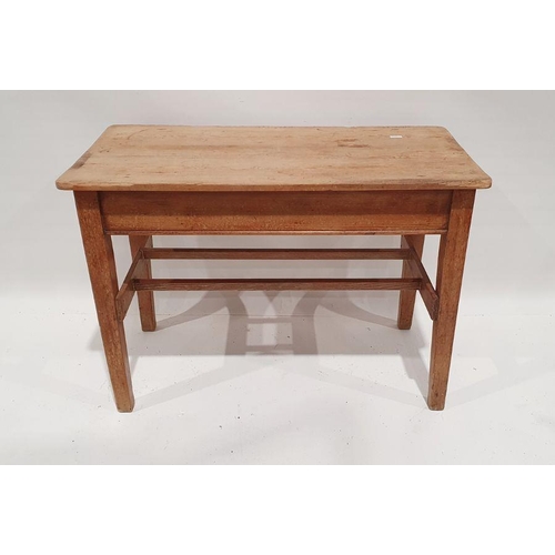 1191 - Pine kitchen table on dual stretcher supports, 106cm x 54cm x 73cm