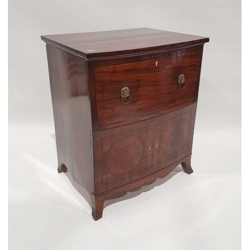 1193 - 19th century mahogany commode converted to a television cabinet with lion mask handles, on swept fee... 