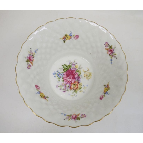 12 - Limoges porcelain pedestal bowl with printed floral decoration, gilt rim, raised on square base, 22.... 