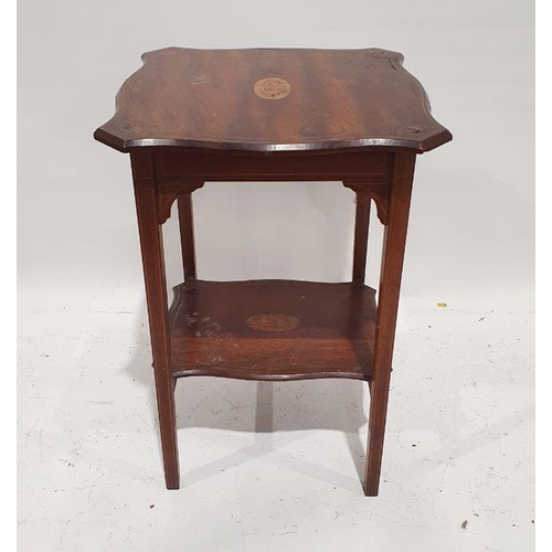 1209 - 19th century two-tier side table with inlay to top, on straight supports, 50.5cm x 50.5cm x 73cm