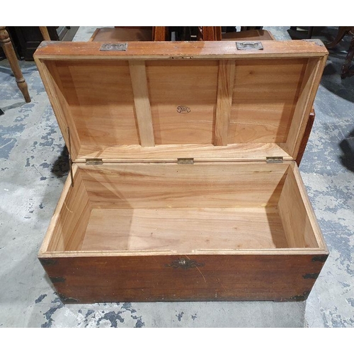 1229 - 20th century Chinese mahogany chest with camphorwood lining and copper bound corners