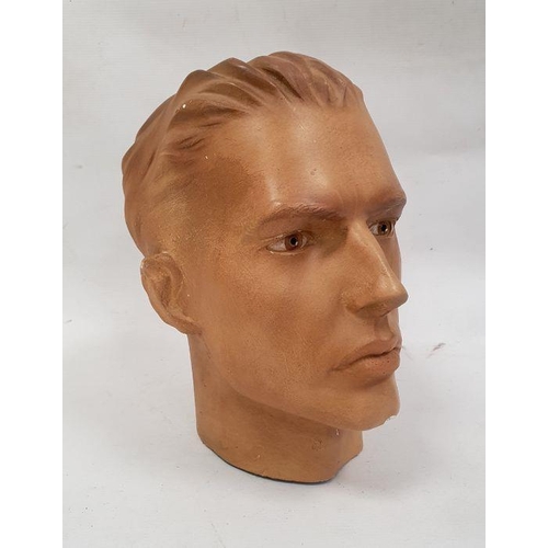 124 - Plaster mannequin head of a young man, 28cm high