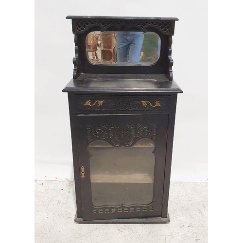 1247 - Victorian mirror-back cabinet with single drawer above glazed door, on plinth base, 54cm x 106cm