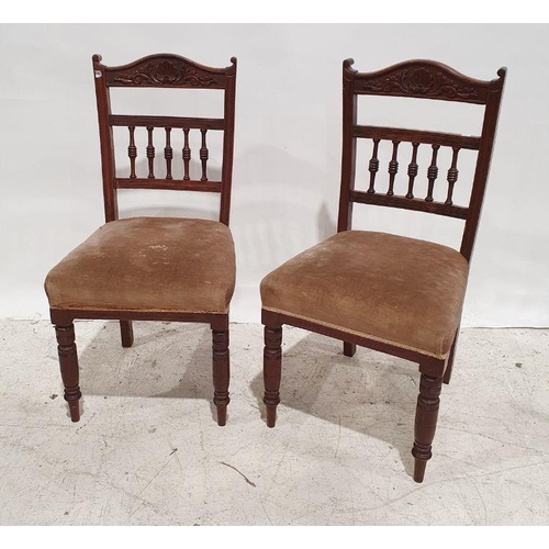 1257A - Set of four late 19th/early 20th century dining chairs with carved top rails and turned front suppor... 