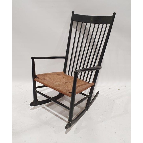 1272 - Black painted stickback string-seated rocking chair