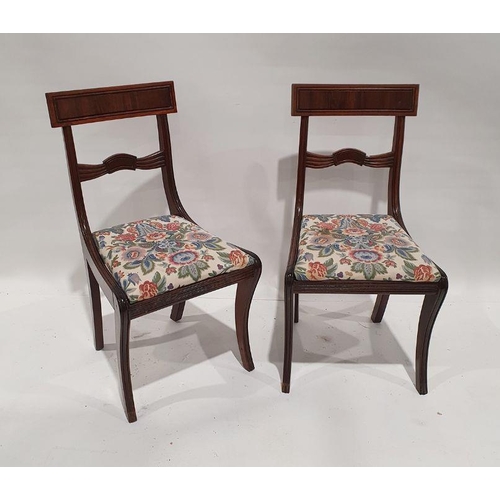 1310 - Set of six Regency mahogany dining chairs with moulded sabre front legs, drop-in seats (6)