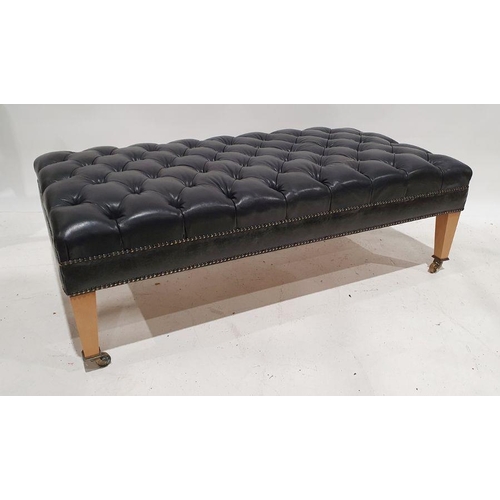 1349 - 20th century leather upholstered rectangular footstool on square section tapering supports to brass ... 