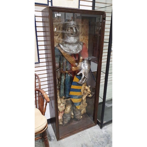 168 - Large resin model of an effigy of a knight in armour, with lion at his feet,by G F Roberts, in glaze... 