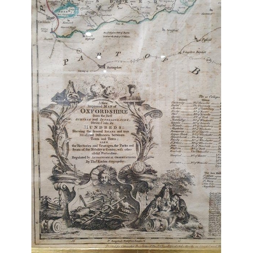 180 - 18th century hand-coloured map of Oxfordshire by Thomas Kitchin, 71cm x 53cm