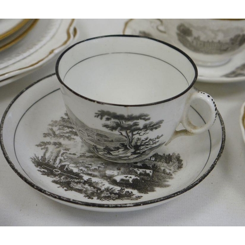 19 - Various teawares to include early nineteenth century Spode transfer-printed porcelain examples, patt... 