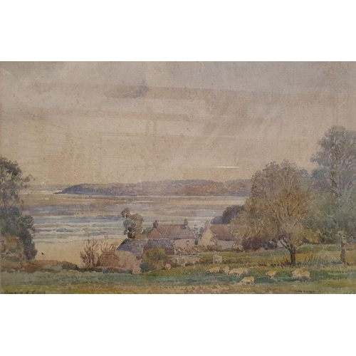 190 - Donald Henry Floyd (1892-1965)
 Watercolour
 Coastal scene with farm and sheep, signed lower left, 2... 