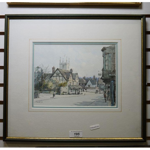 195 - Frank Quinton - 20th century
 Pen and watercolour
 Kingsbury Street, Marlborough, signed with monogr... 