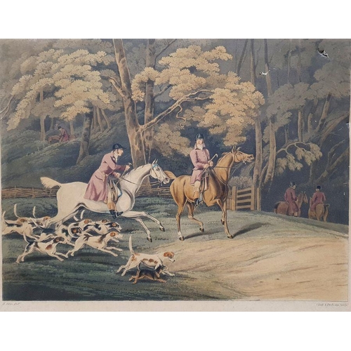 203 - After Woolstenholme
 Three coloured hunting aquatints from the 