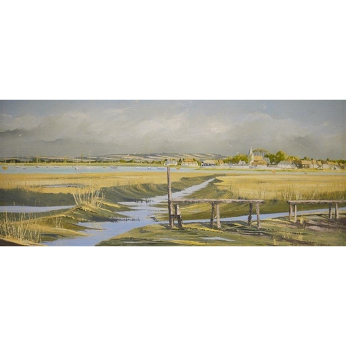 207 - Kenneth Swain (20th century school)
 Oil on board
 Estuary scene, signed lower left 'June 1975', 54c... 