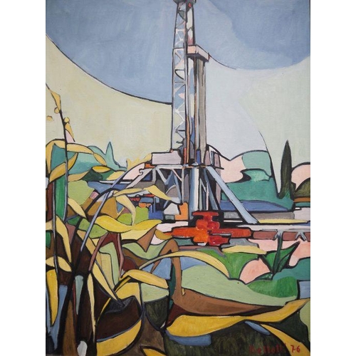 222 - Bellotti (20th century)
  Oil on canvas
  View of a construction with foliage in foreground, signed ... 