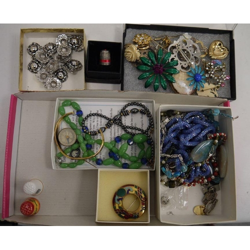 239 - Silver napkin ring and a quantity of costume jewellery including a Norwegian 830 standard silver bro... 