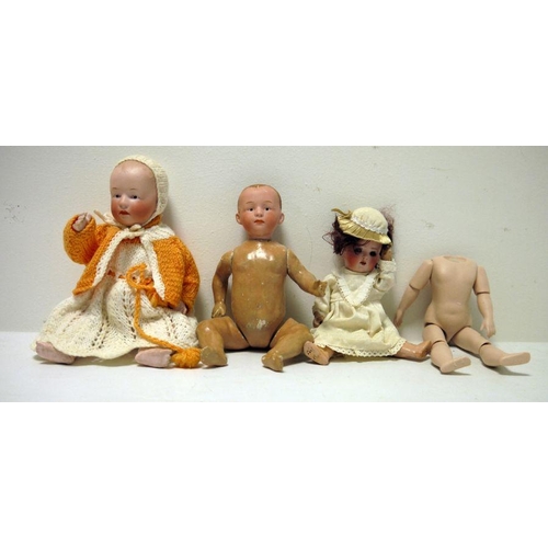 269 - Heubach bisque headed baby doll with jointed composition body, no. 76/02, 26cm high, another Heubach... 