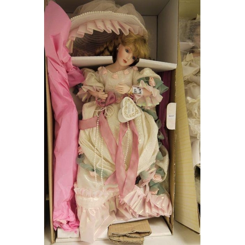 327 - A Franklin Heirloom Maryse Nicole design collectors doll, boxed, two Jan McLean design collectors do... 