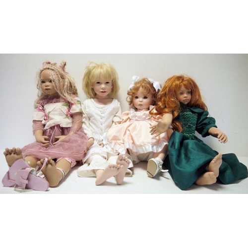 331 - Gotz blonde haired doll, another similar and two other dolls (1 box)